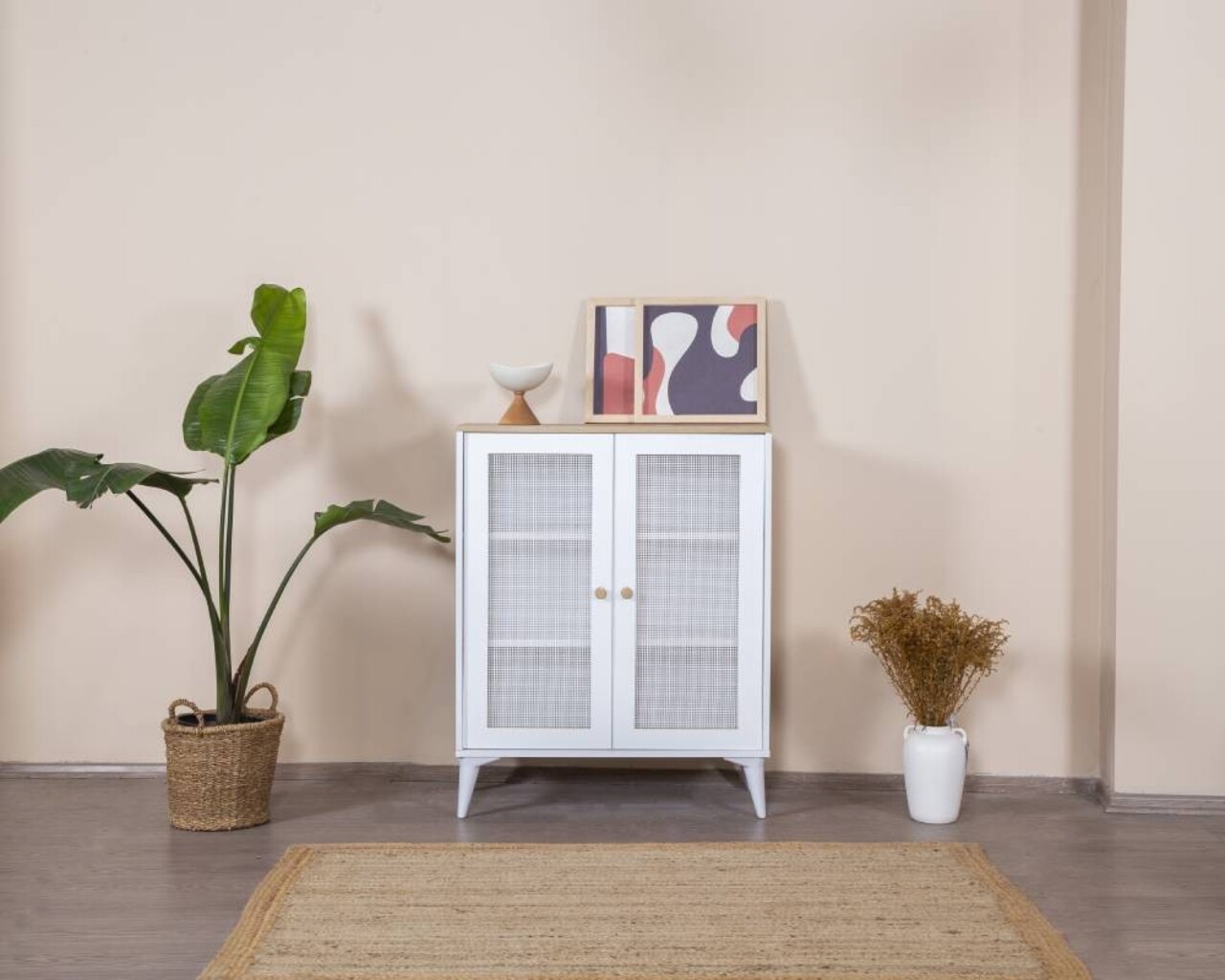 Bufet, Hanah Home, Calvin, 90x105x41 cm, Alb / Stejar - imagine 6